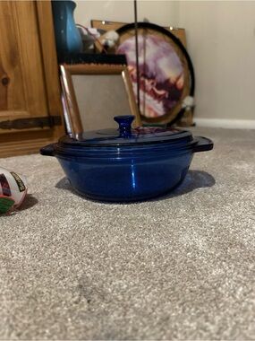 Anchor Hocking Deep Blue Glass Covered Casserole